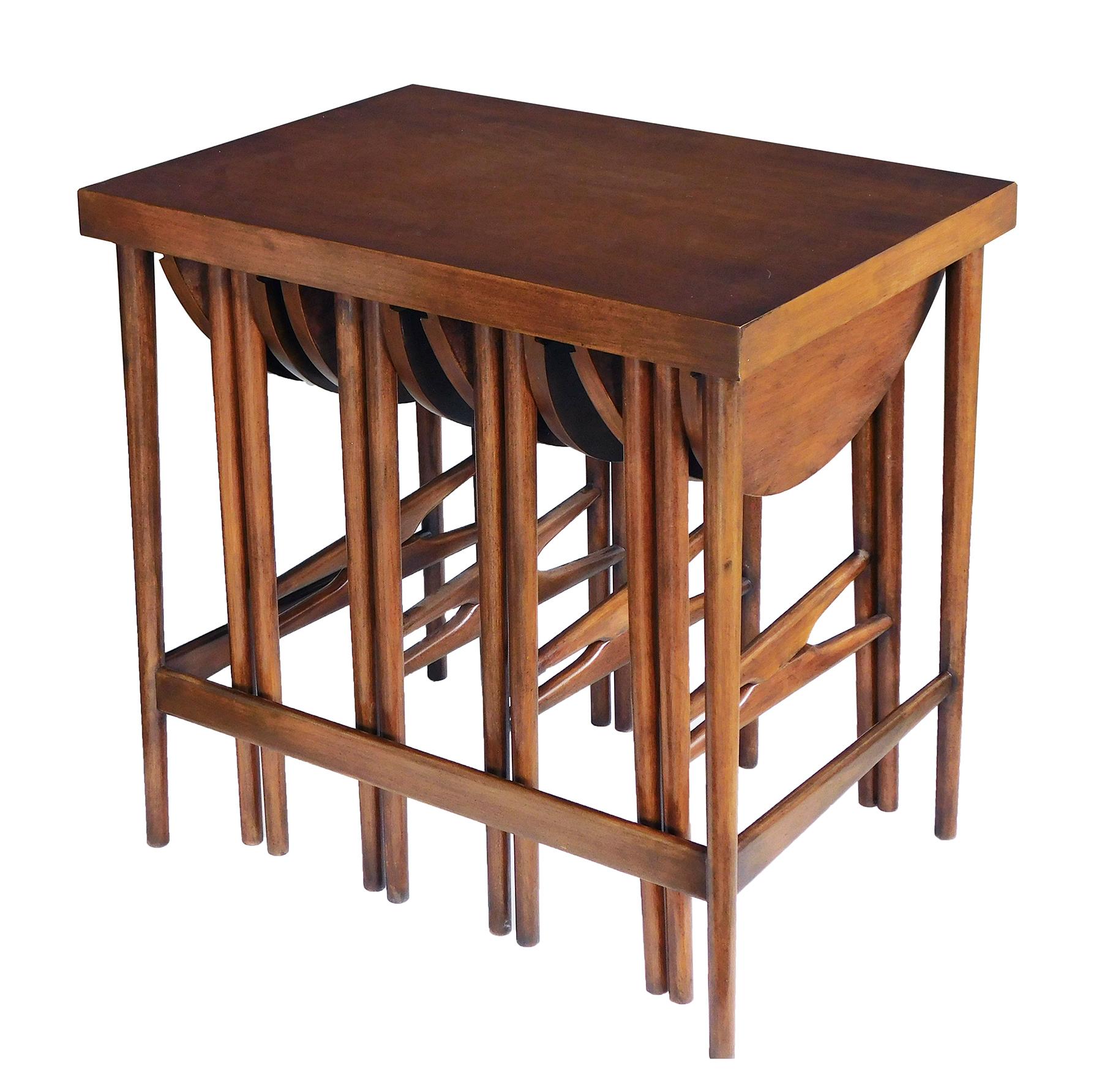 American Bertha Schaefer for M. Singer & Sons 1950s Walnut Nesting Tables For Sale