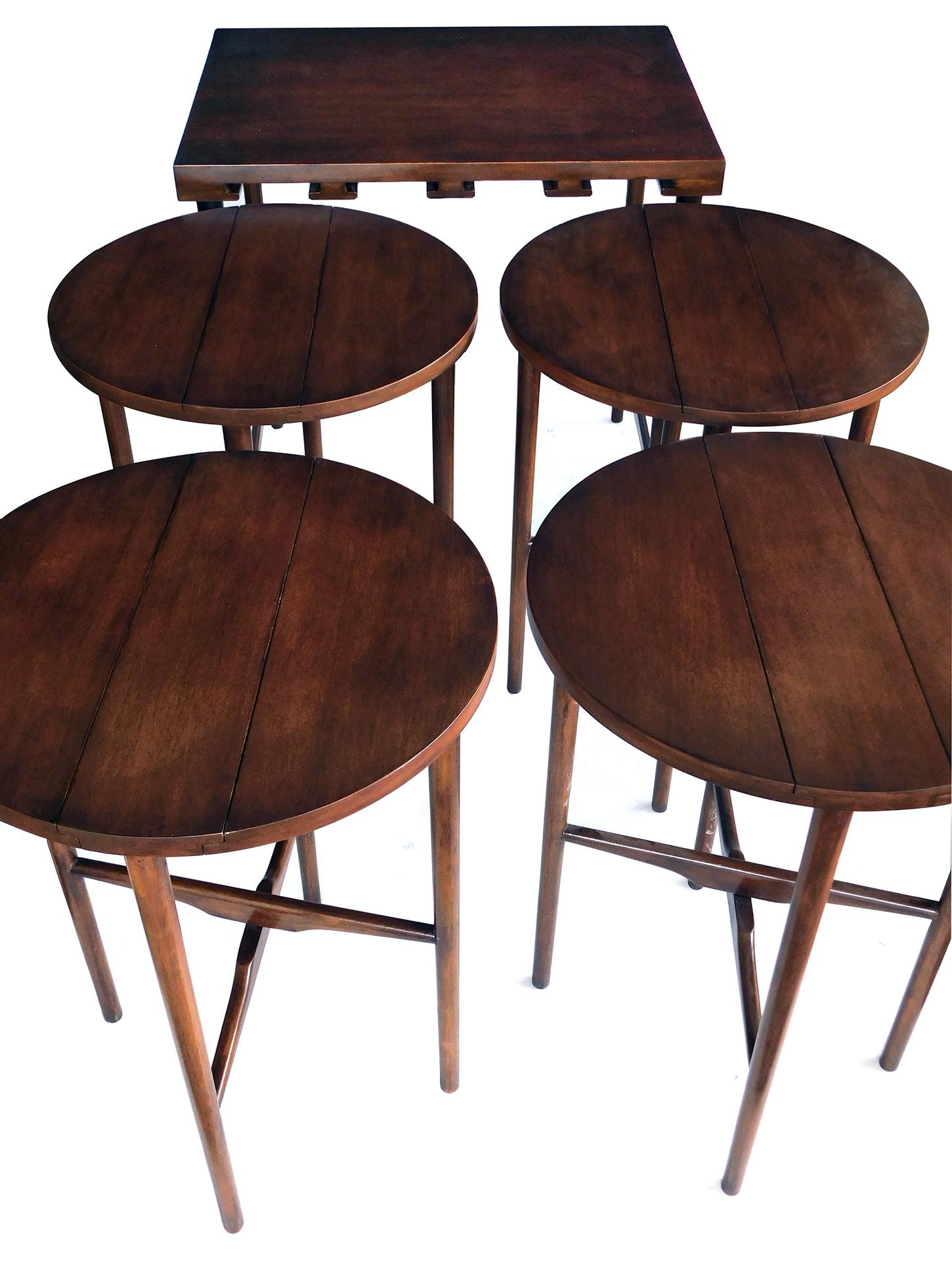 Bertha Schaefer for M. Singer & Sons 1950s Walnut Nesting Tables In Good Condition For Sale In San Francisco, CA