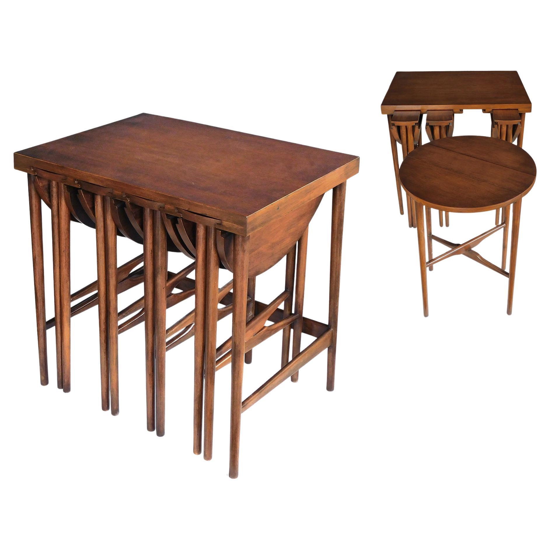 Bertha Schaefer for M. Singer & Sons 1950s Walnut Nesting Tables For Sale