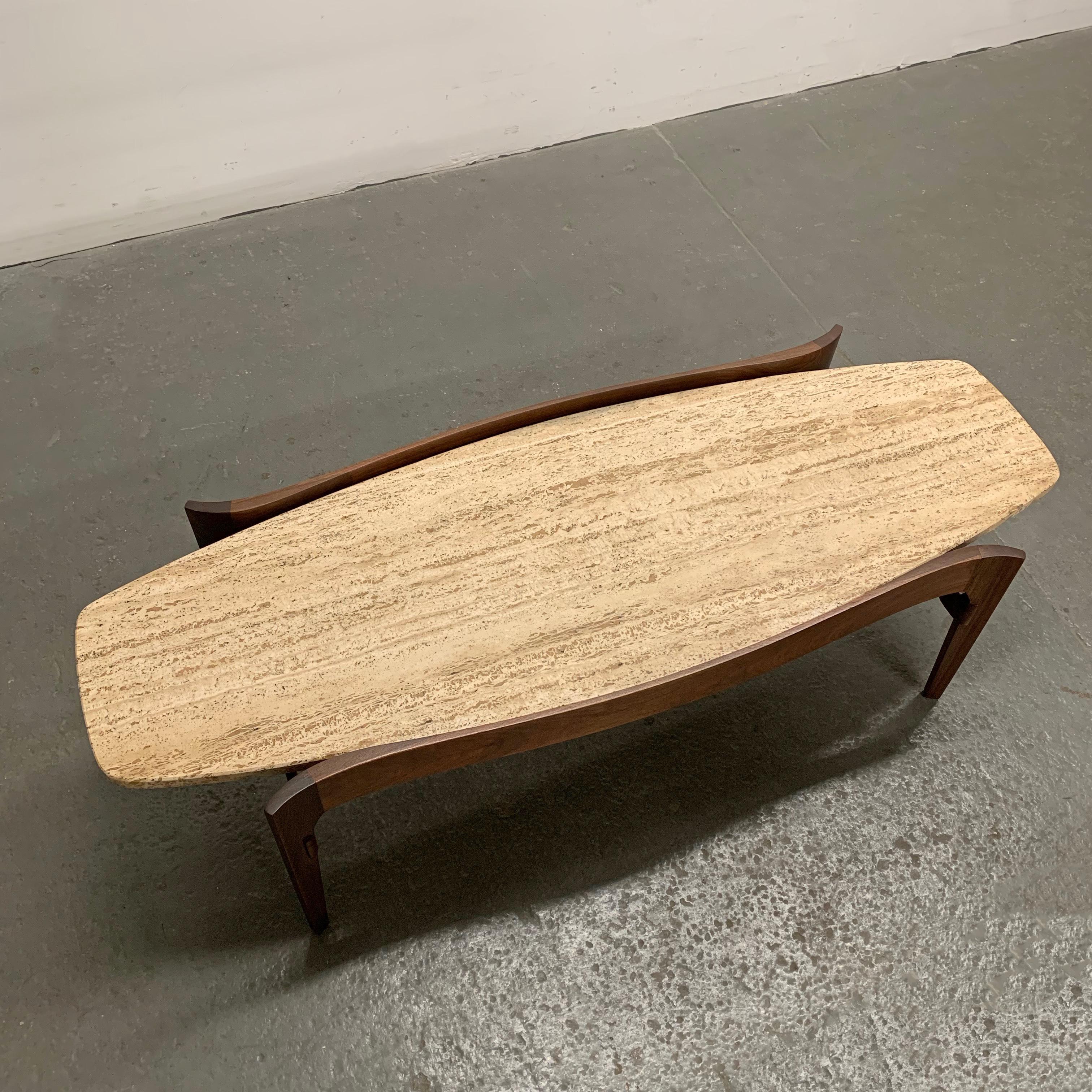 Bertha Schaefer For M. Singer & Sons Travertine Coffee Table In Good Condition In Brooklyn, NY