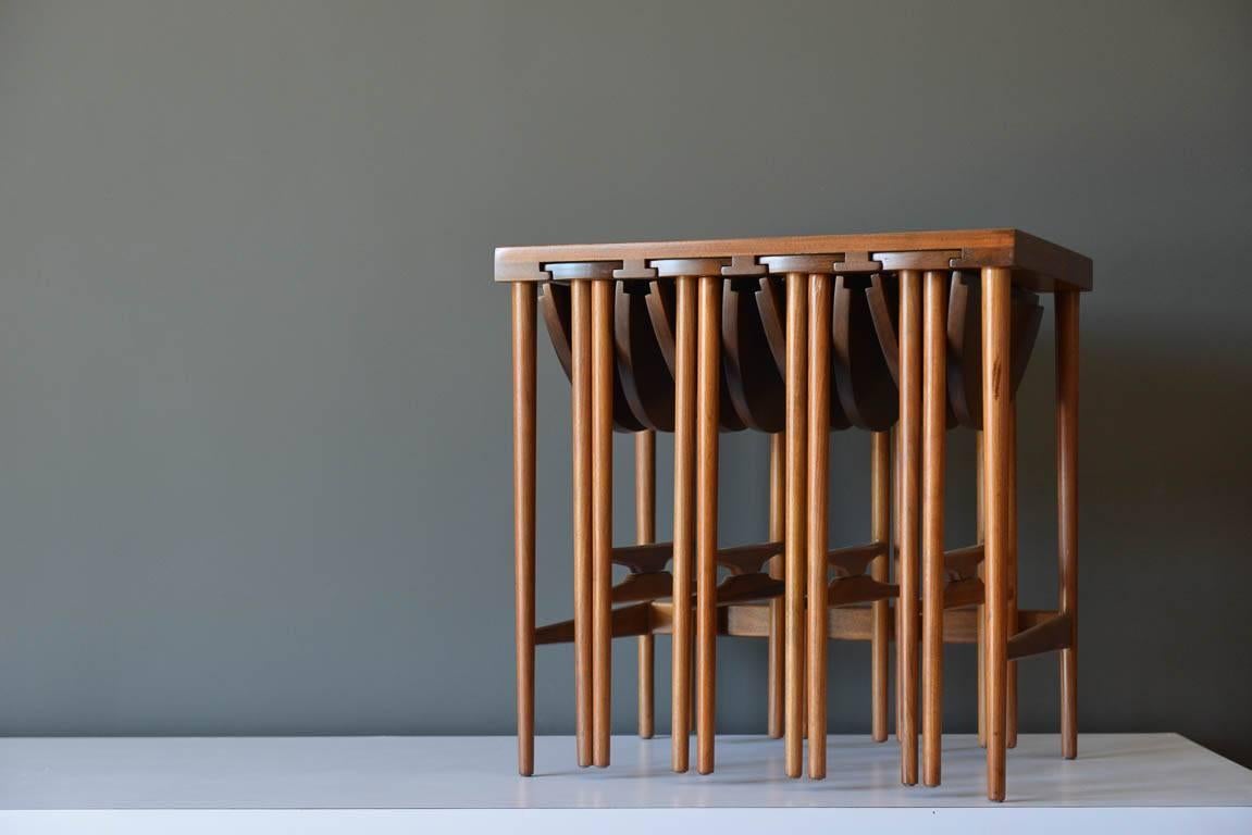 Mid-20th Century Bertha Schaefer for Singer and Sons Walnut Nesting Tables, circa 1955
