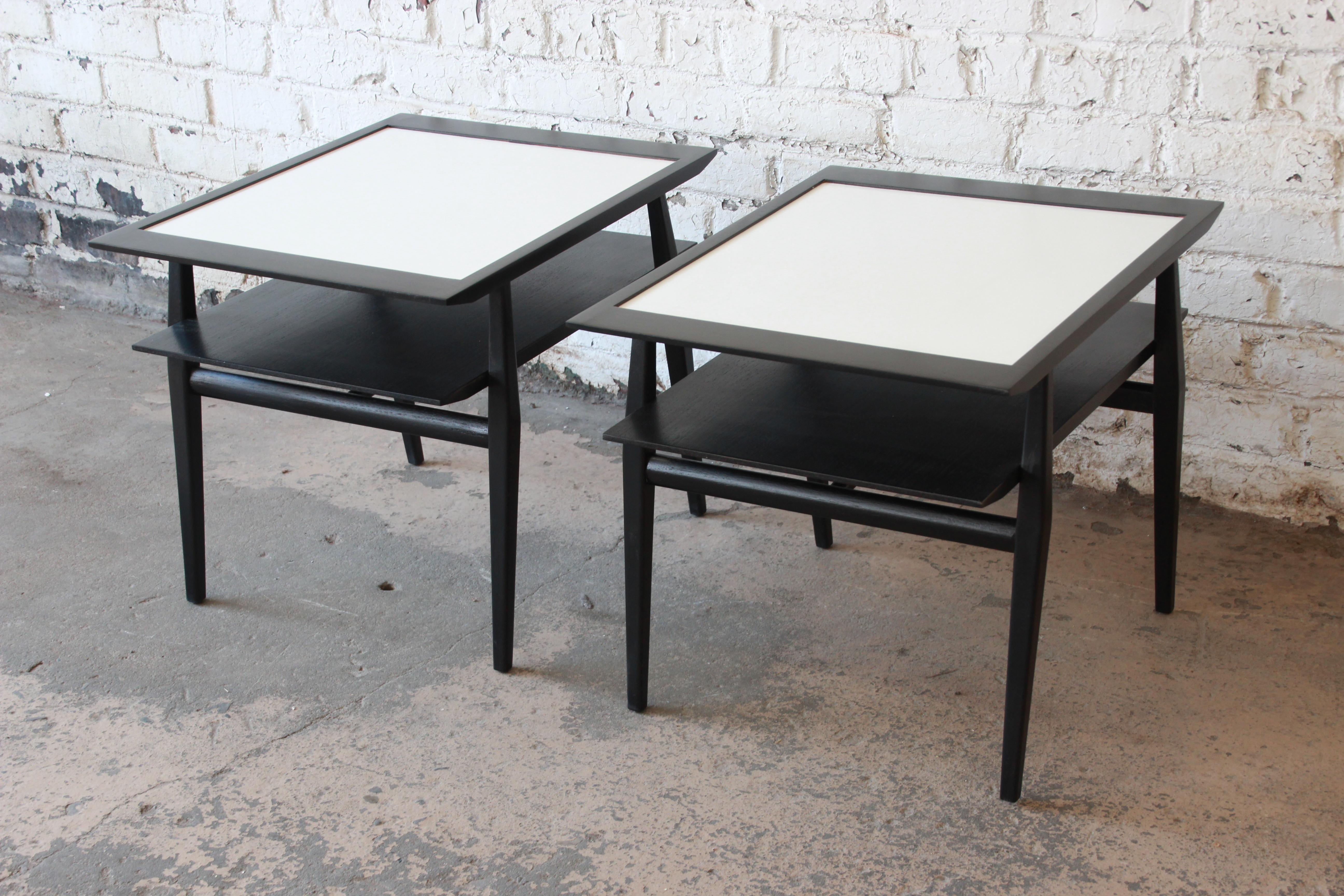Bertha Schaefer for Singer & Sons Ebonized Mid-Century Modern End Tables, Pair In Good Condition In South Bend, IN
