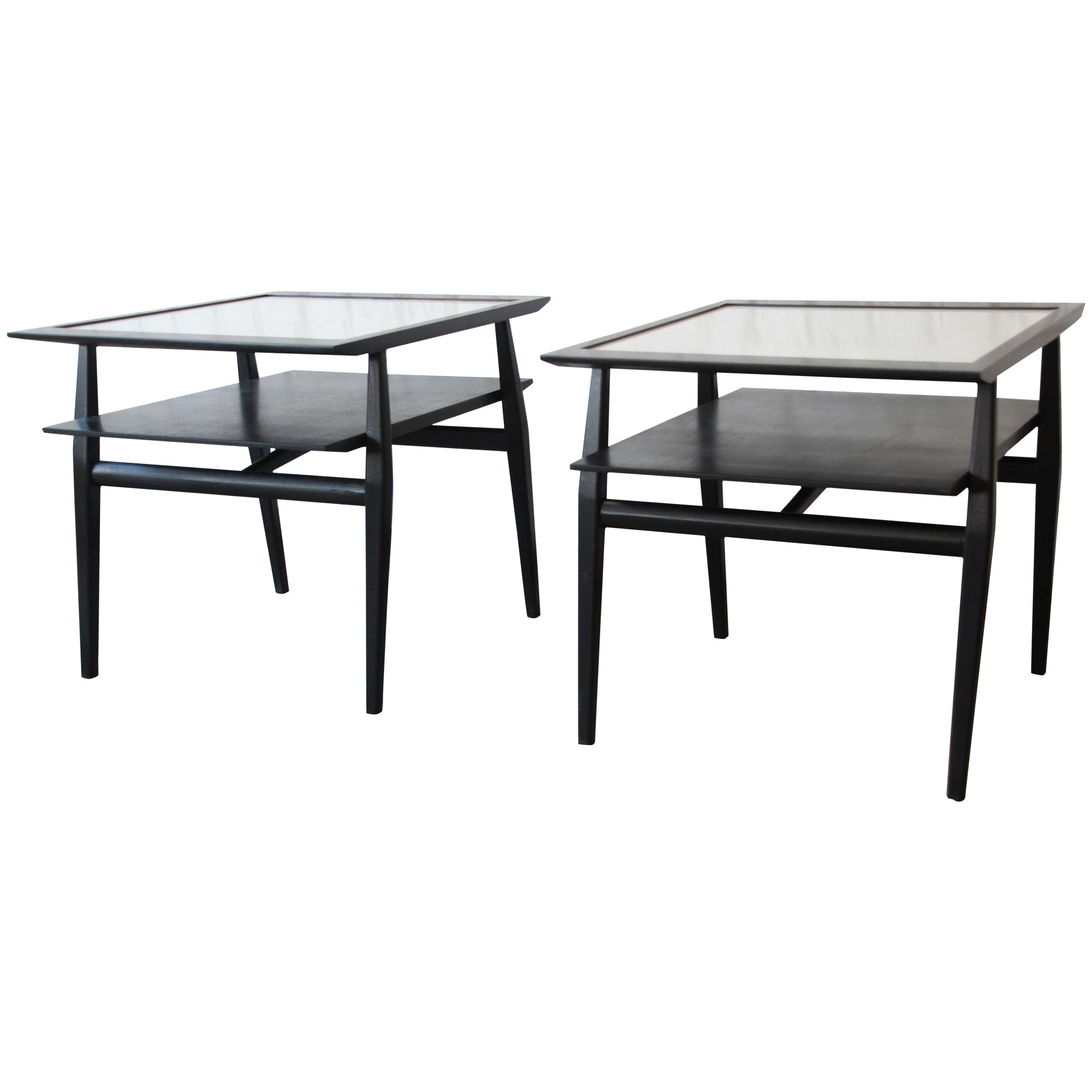 Bertha Schaefer for Singer & Sons Ebonized Mid-Century Modern End Tables, Pair