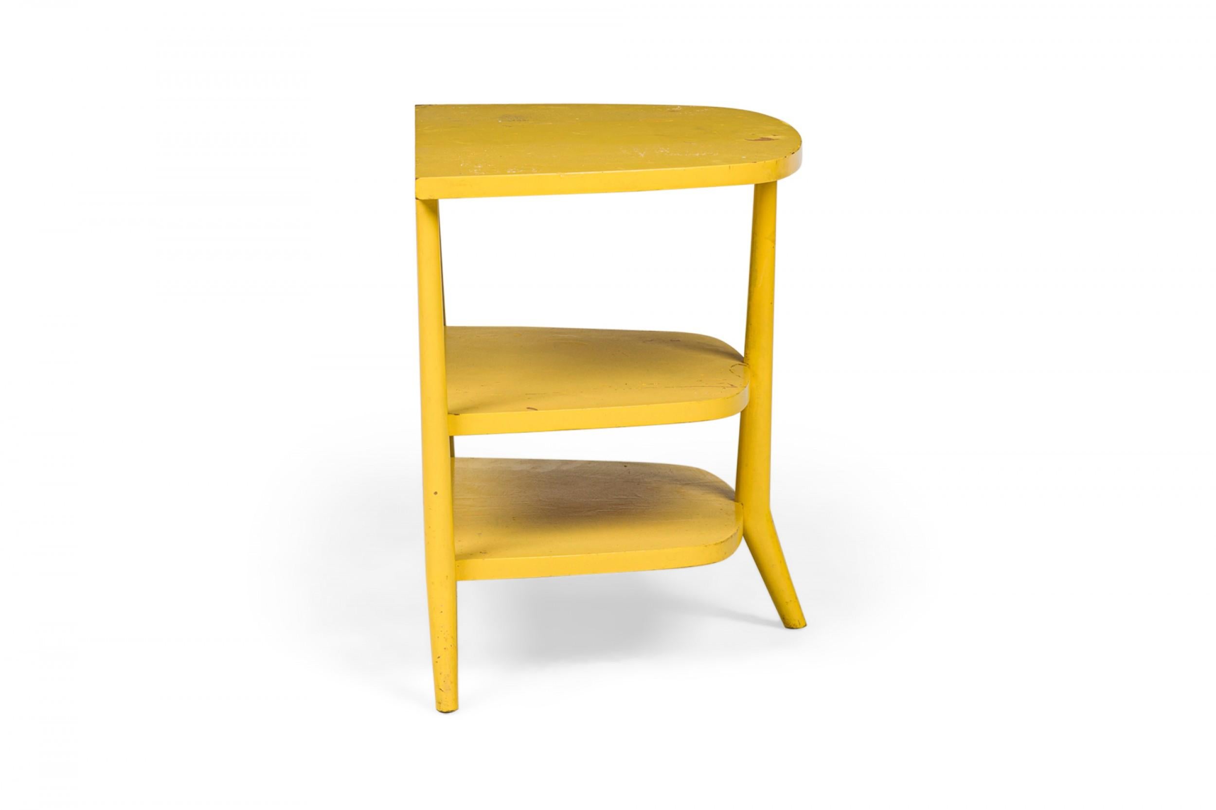 Mid-Century Modern Bertha Schaefer for Singer & Sons Three-Tier Yellow Painted End / Side Table For Sale