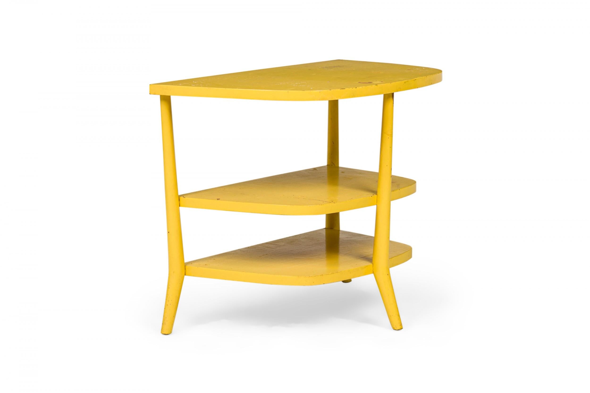 American Bertha Schaefer for Singer & Sons Three-Tier Yellow Painted End / Side Table For Sale