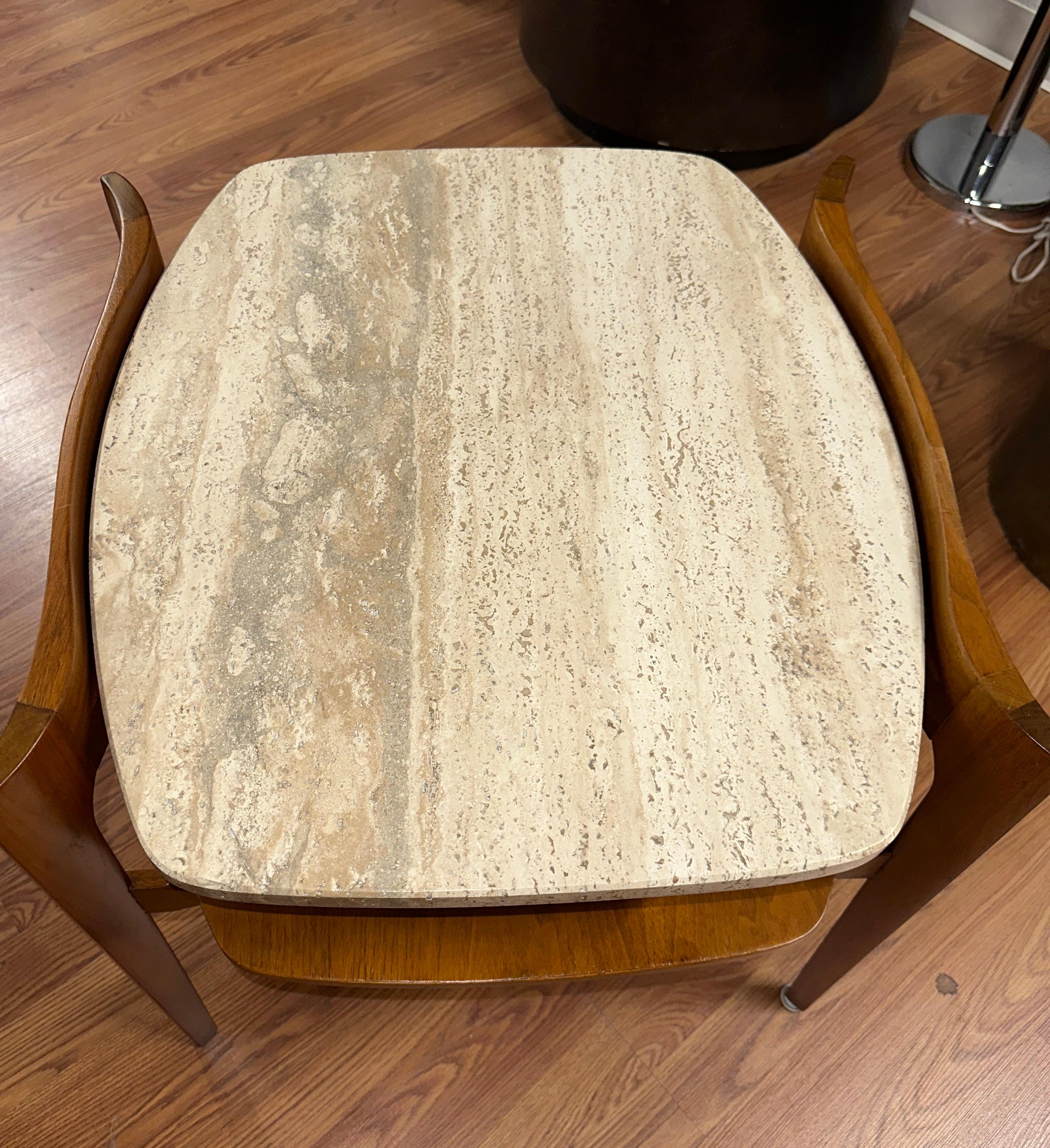 Hand-Crafted Bertha Schaefer for Singer & Sons Travertine Side Table For Sale