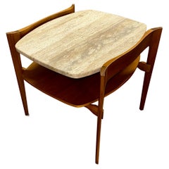 Table d'appoint en travertin Bertha Schaefer pour Singer & Sons