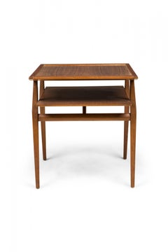 Bertha Schaefer para Singer & Sons Mesa auxiliar de dos niveles en nogal y laminado