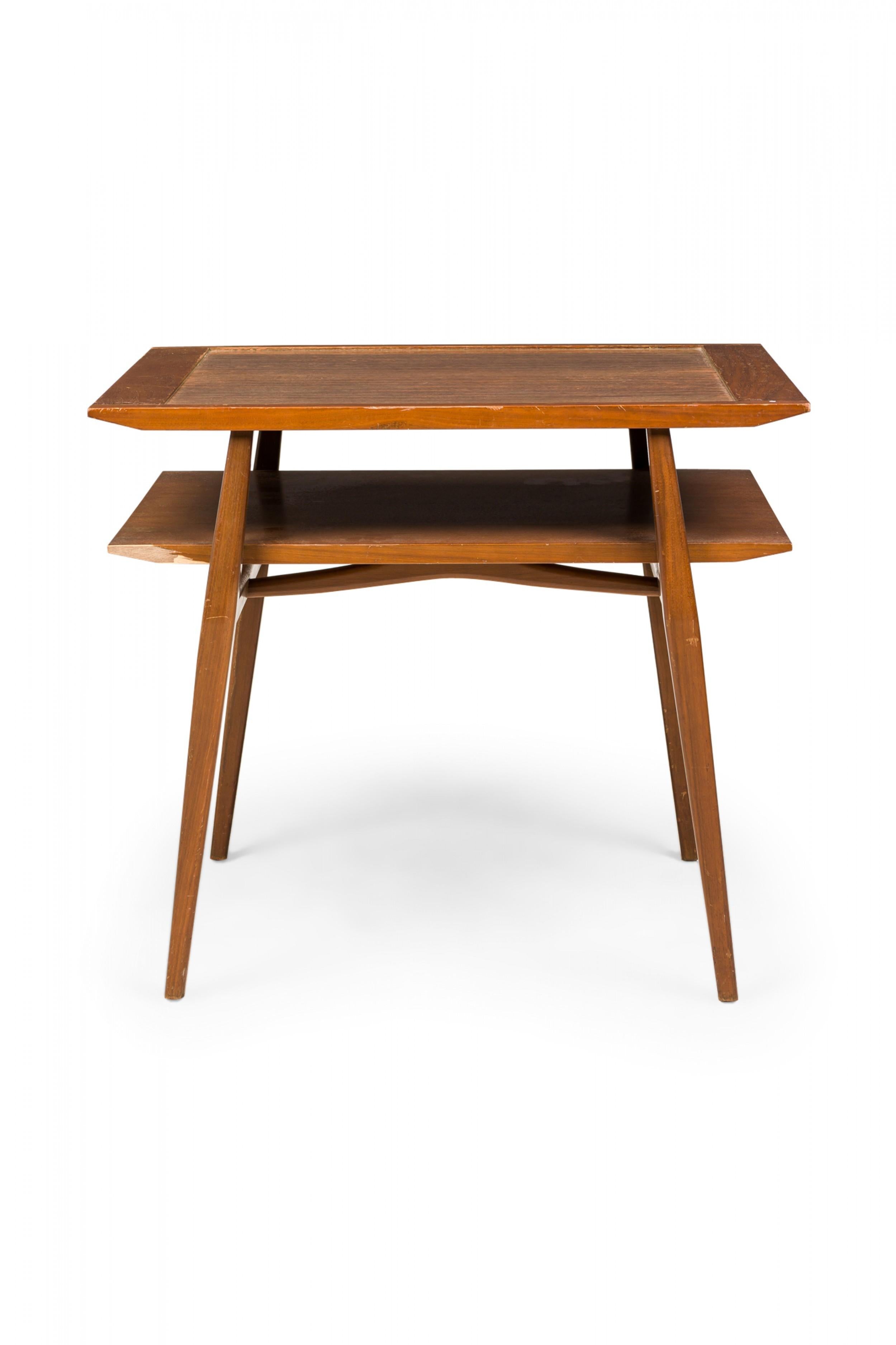 American Bertha Schaefer for Singer & Sons Two-Tier Walnut and Laminate End / Side Table For Sale