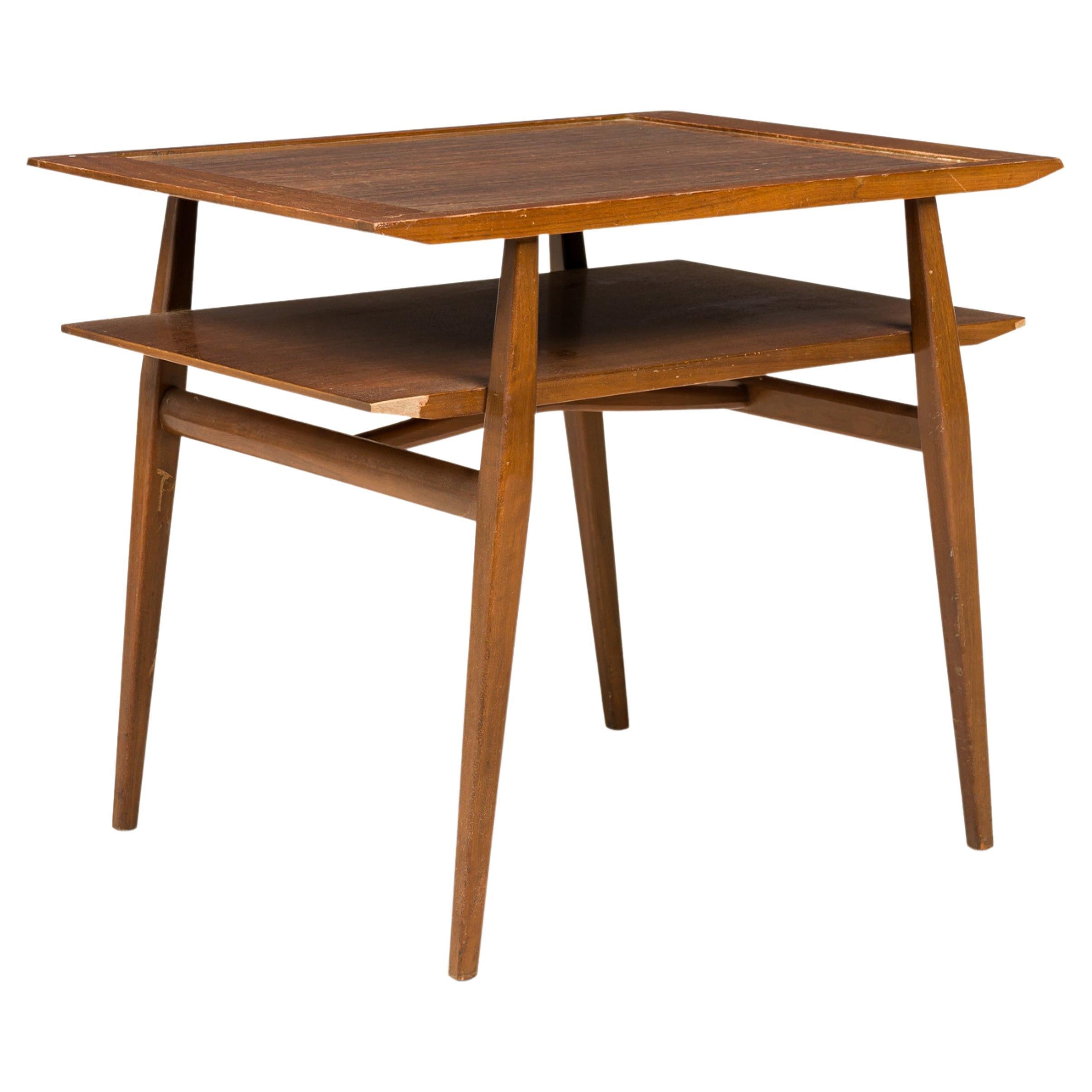 Bertha Schaefer for Singer & Sons Two-Tier Walnut and Laminate End / Side Table For Sale
