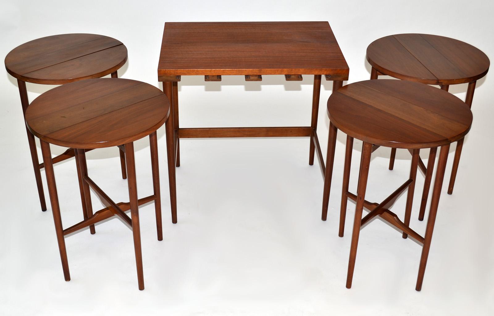 20th Century Bertha Schaefer for Singer & Sons Walnut Nesting Serving Tables 1950s For Sale