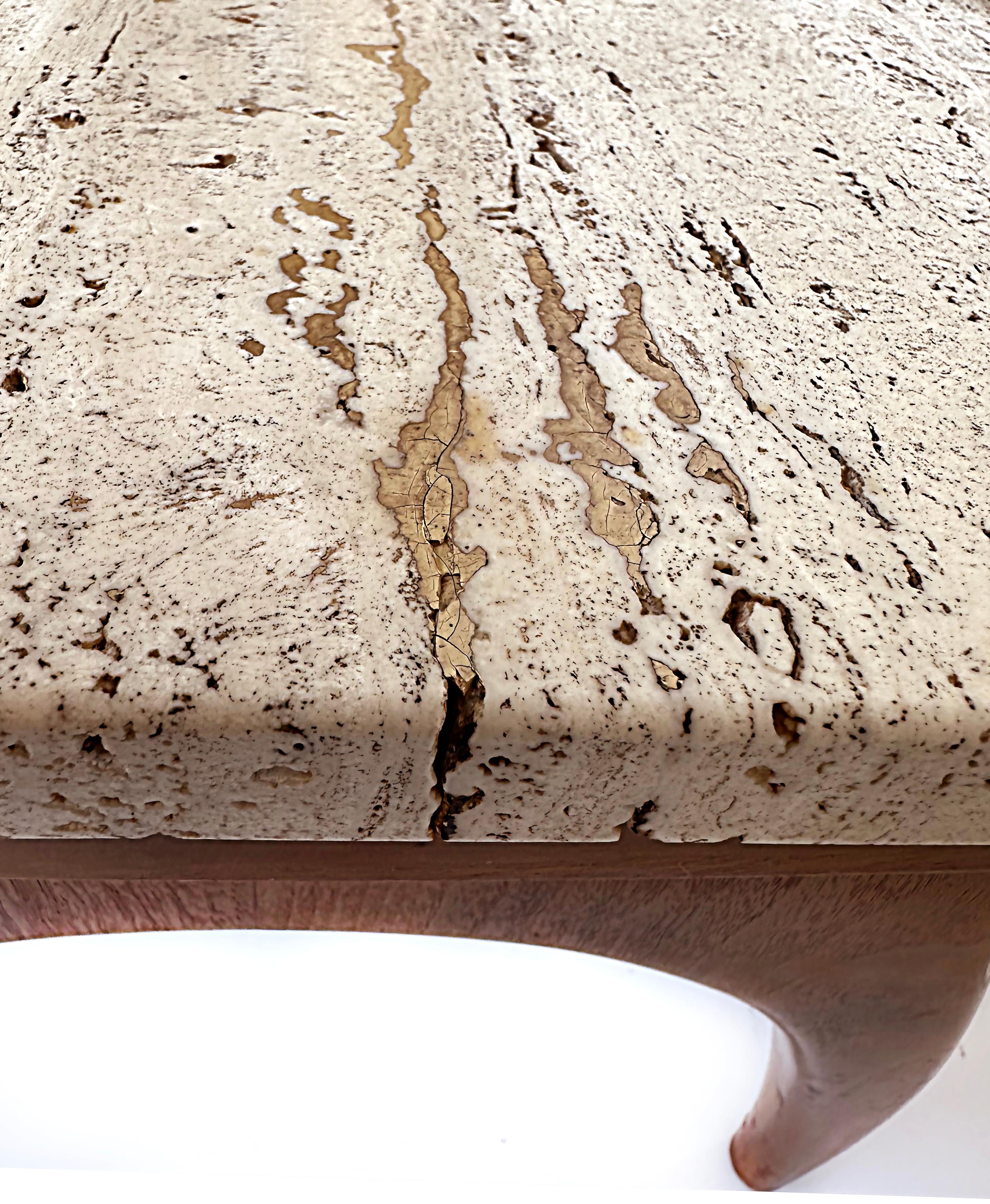 20th Century Bertha Schaefer M. Singer & Sons Walnut Travertine Coffee Table, 1960s