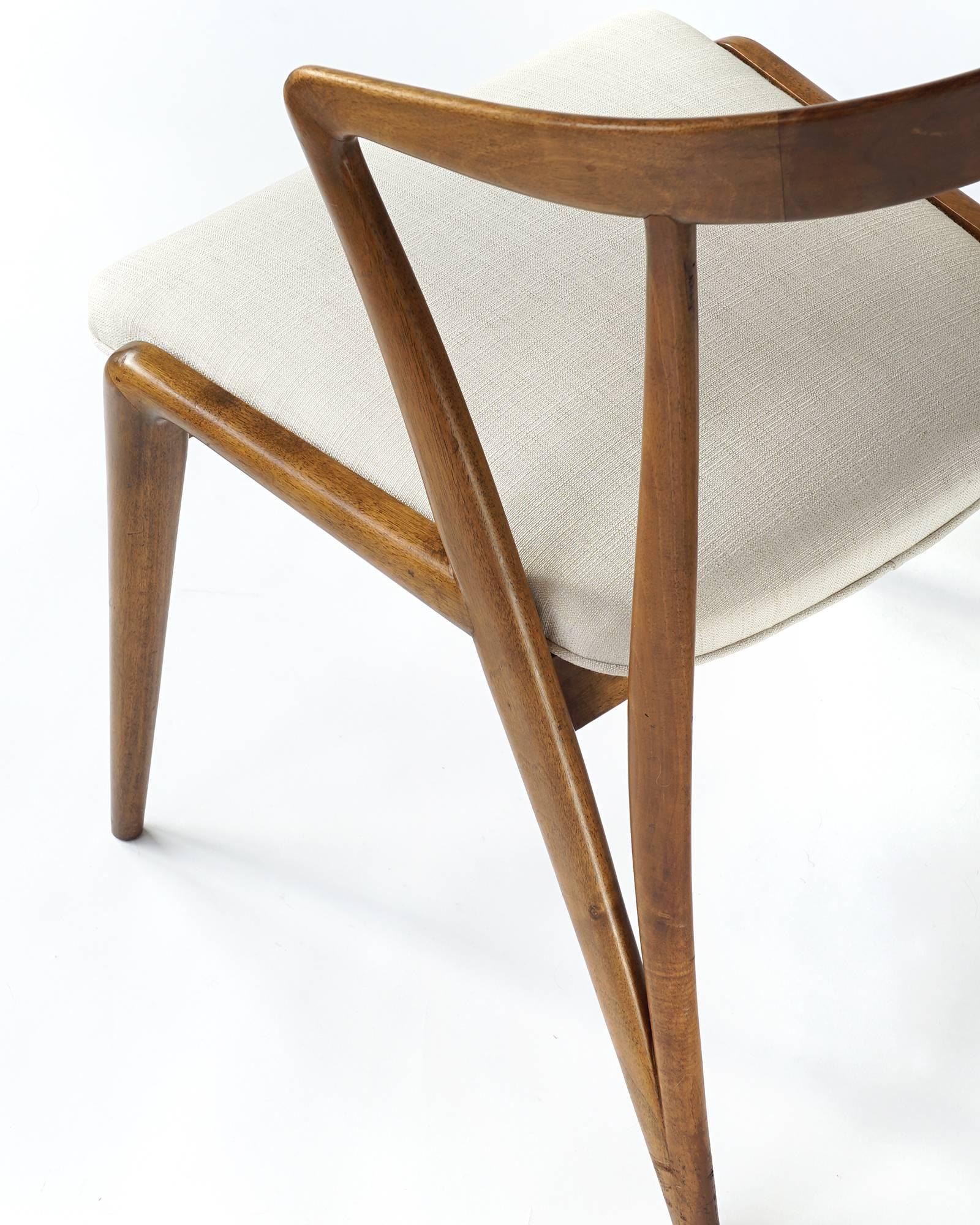 Upholstery Bertha Schaefer Walnut Side Chairs for Singer & Sons