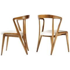 Bertha Schaefer Walnut Side Chairs for Singer & Sons