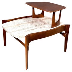 Mesa auxiliar Bertha Schaefer de nogal y travertino, 1960