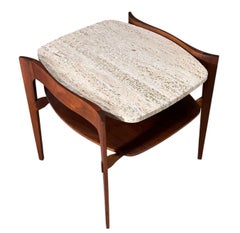 Mesa auxiliar Bertha Schaefer de nogal y travertino, 1960