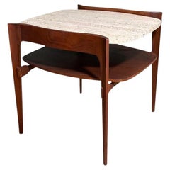 Bertha Schaefer Beistelltisch aus Nussbaum und Travertin4, 1960