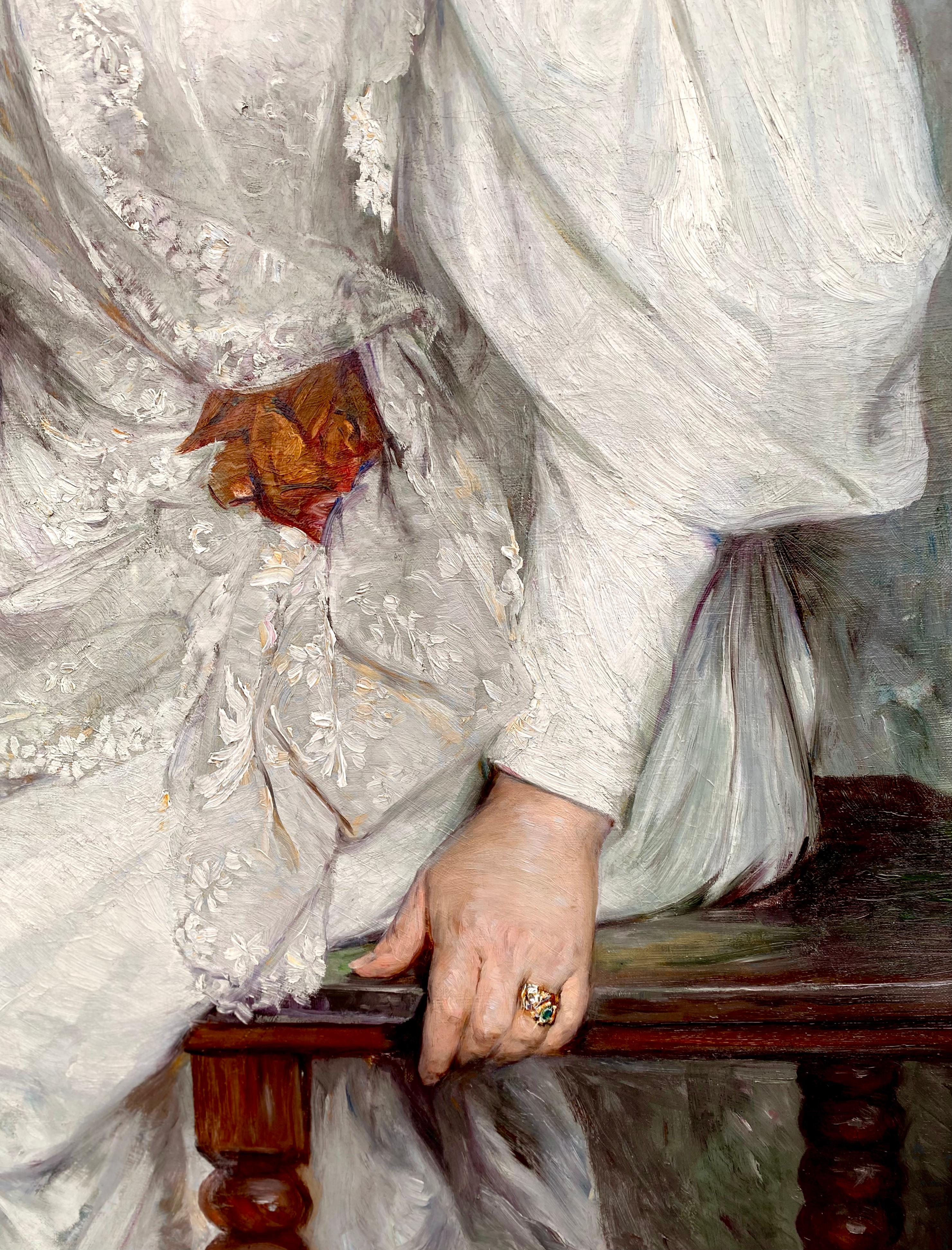 Bertha Wegmann, 1847 – 1926, Danish, 'Portrait of a Woman in White Dress' 1