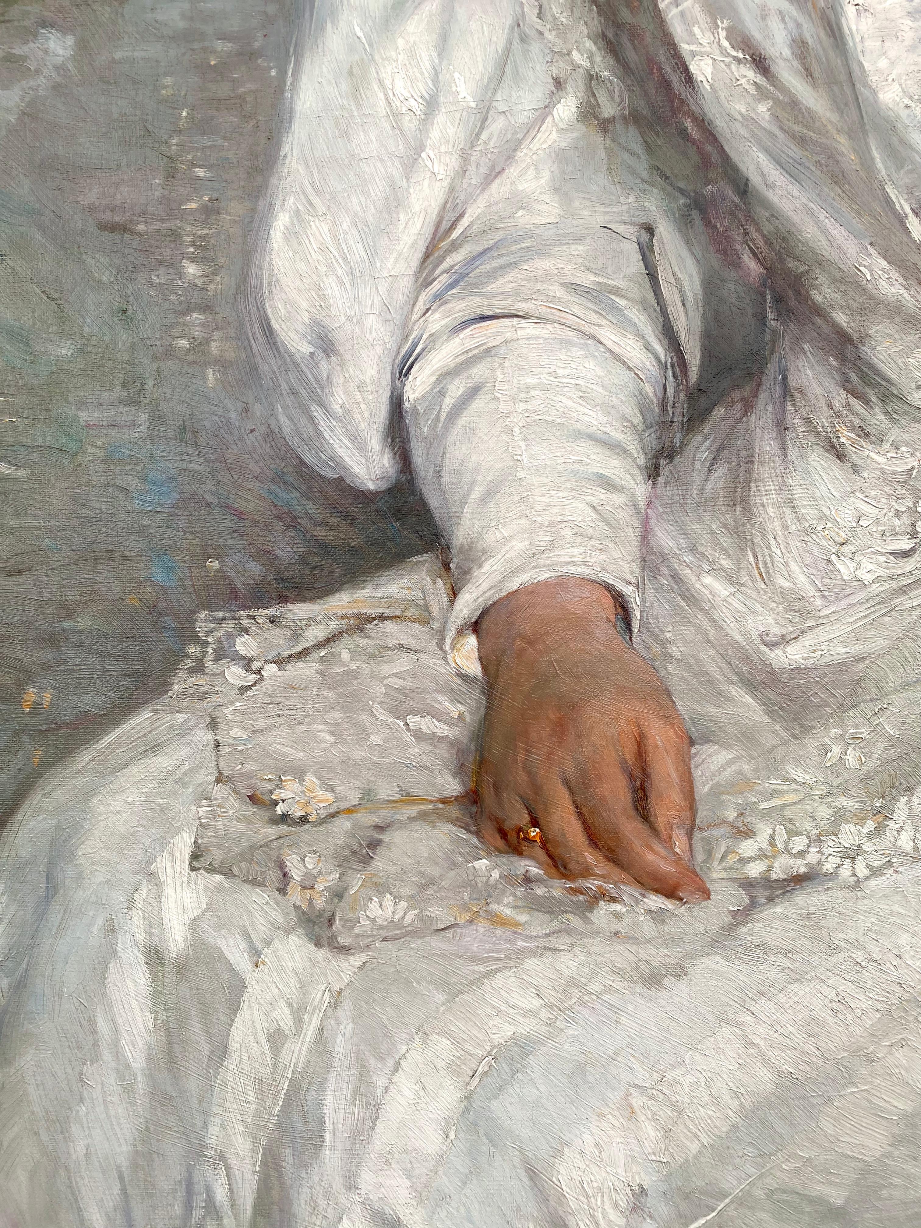 Bertha Wegmann, 1847 – 1926, Danish, 'Portrait of a Woman in White Dress' 2