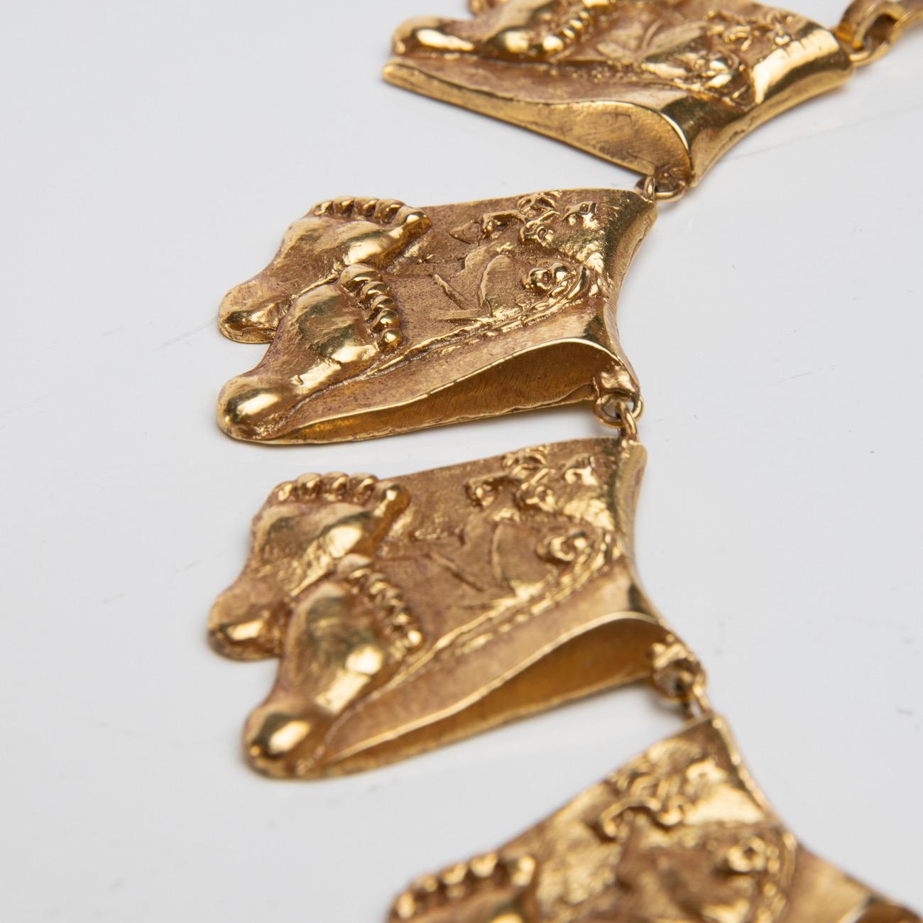 Mid-Century Modern Berthe Aux Grandes Pieds, Gilded Bronze Necklace, Line Vautrin 'France'
