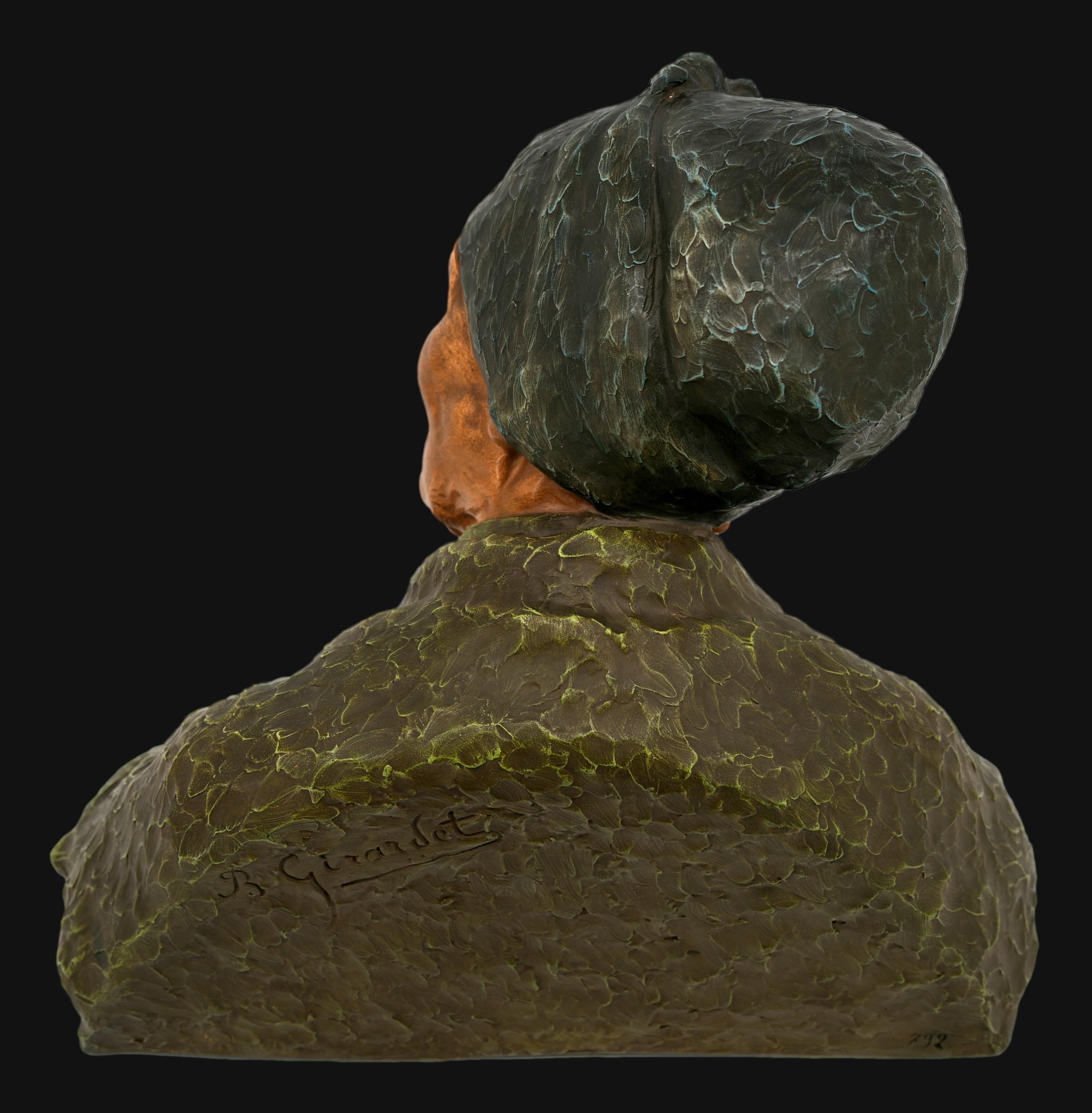 Berthe GIRARDET Alte Frau Alte Frauenbüste Skulptur, ca.1900 im Angebot 6