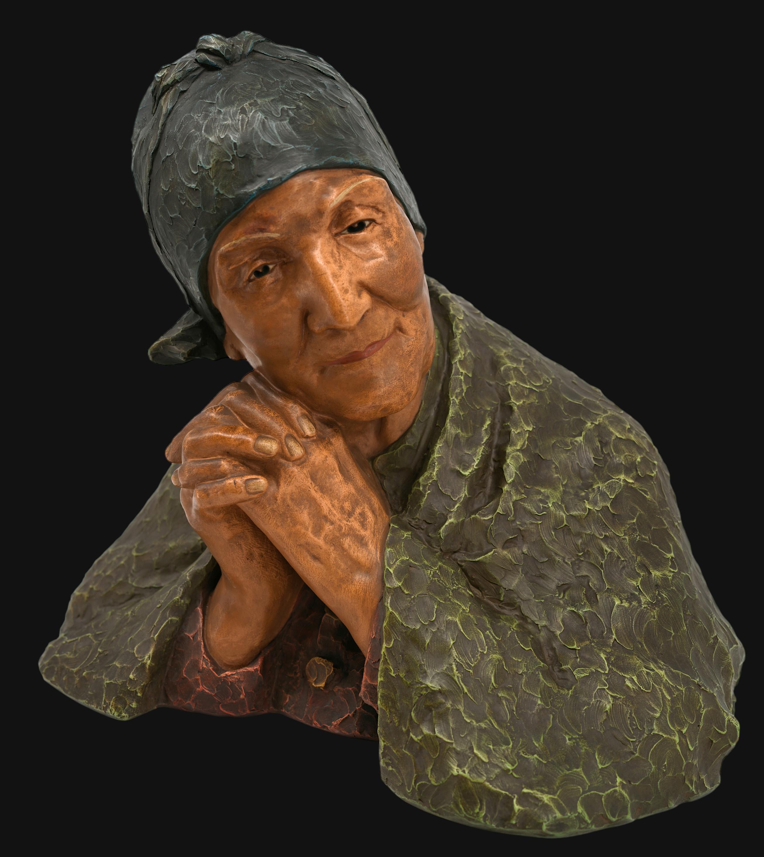 Berthe GIRARDET Alte Frau Alte Frauenbüste Skulptur, ca.1900 (Französisch) im Angebot