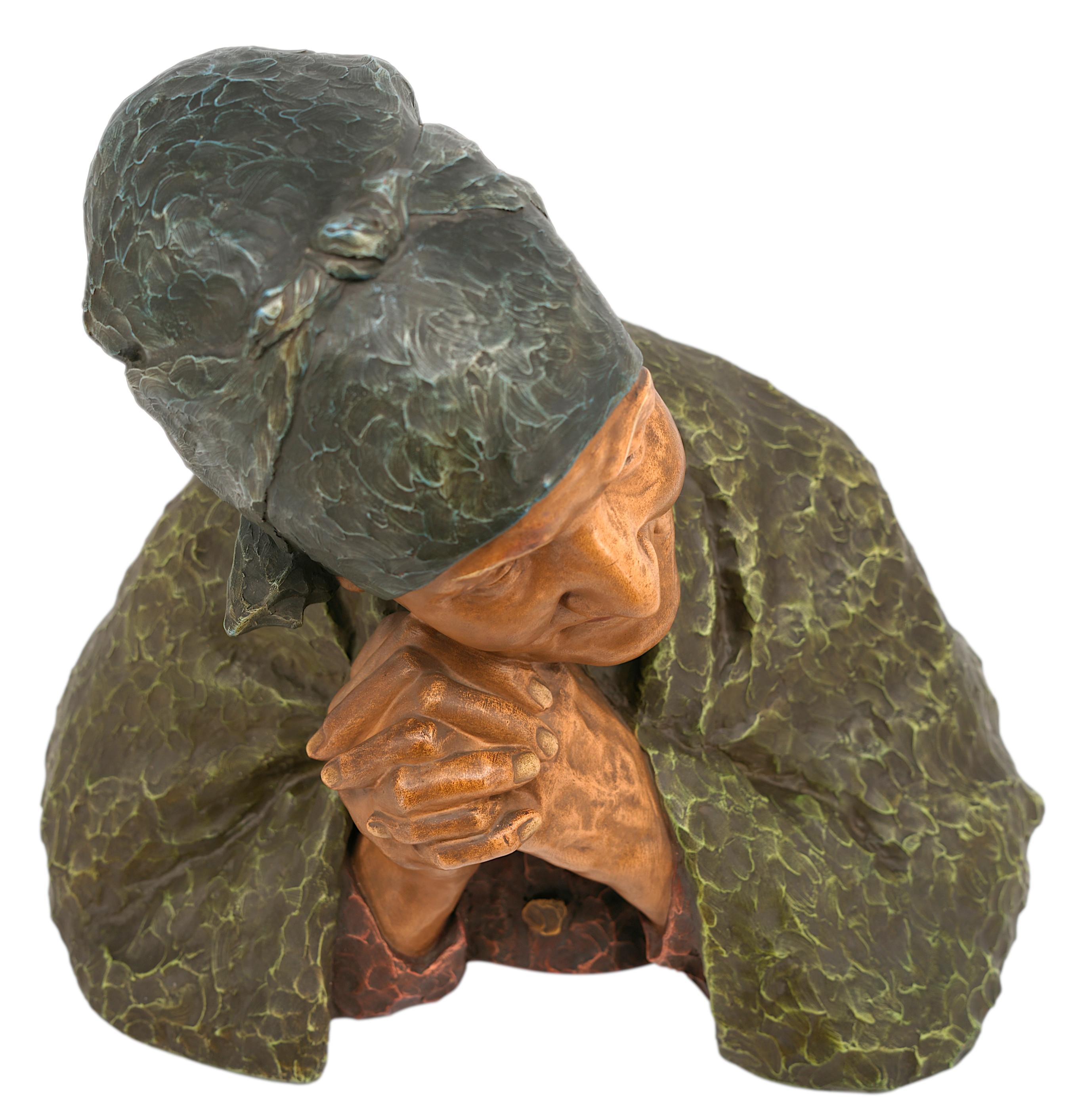 Berthe GIRARDET Alte Frau Alte Frauenbüste Skulptur, ca.1900 im Angebot 1