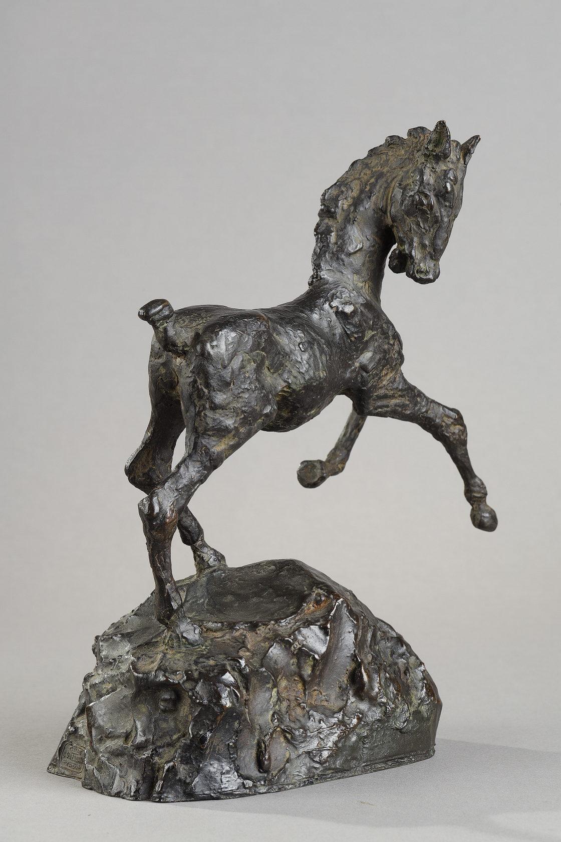 Foal - French School Sculpture by Berthe Martinie