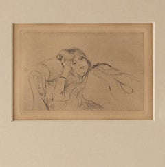Berthe Morisot Etching entitled Jeune fille au repos