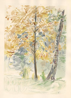 Vintage (after) Berthe Morisot - "Arbres roux" pochoir