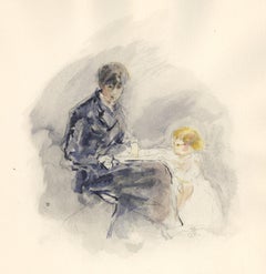(después de) Berthe Morisot - "Berthe Morisot et sa fille" pochoir