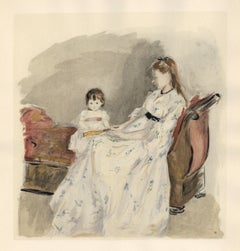 (after) Berthe Morisot - "Jeune femme et enfant" pochoir