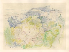 Vintage (after) Berthe Morisot - "Montagne du Chateau a Nice" pochoir