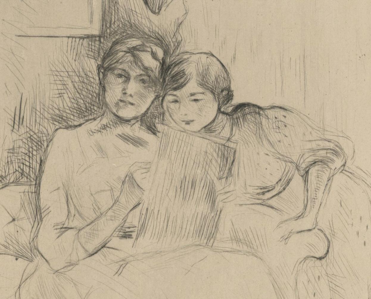 Berthe Morisot dessinant, avec sa fille 2