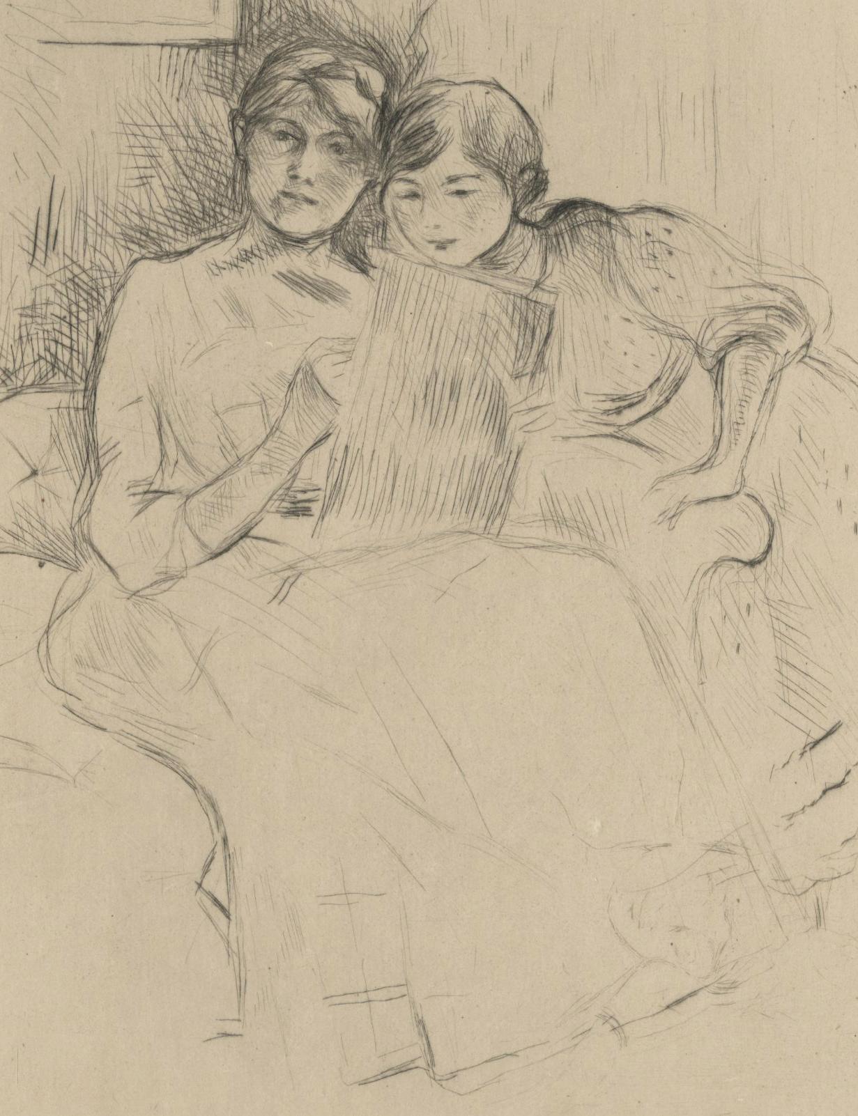 Berthe Morisot dessinant, avec sa fille 3