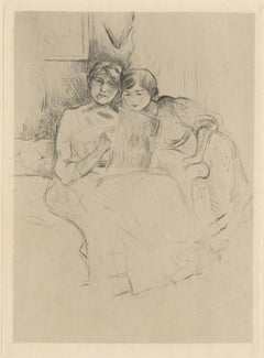 Berthe Morisot dessinant, avec sa fille