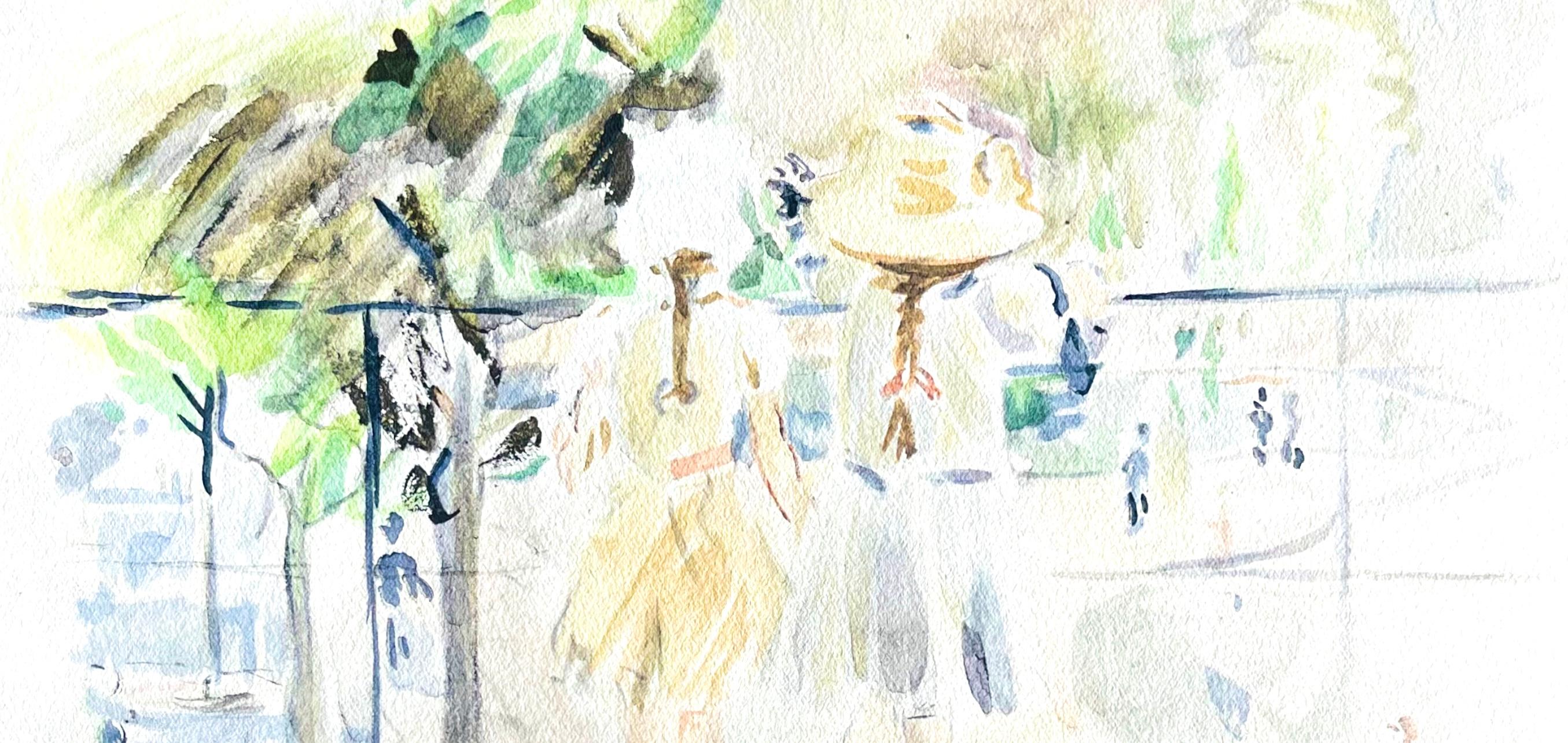 Morisot, Au Jardin des Tuileries, Berthe Morisot Seize Aquarelles (nach) im Angebot 1
