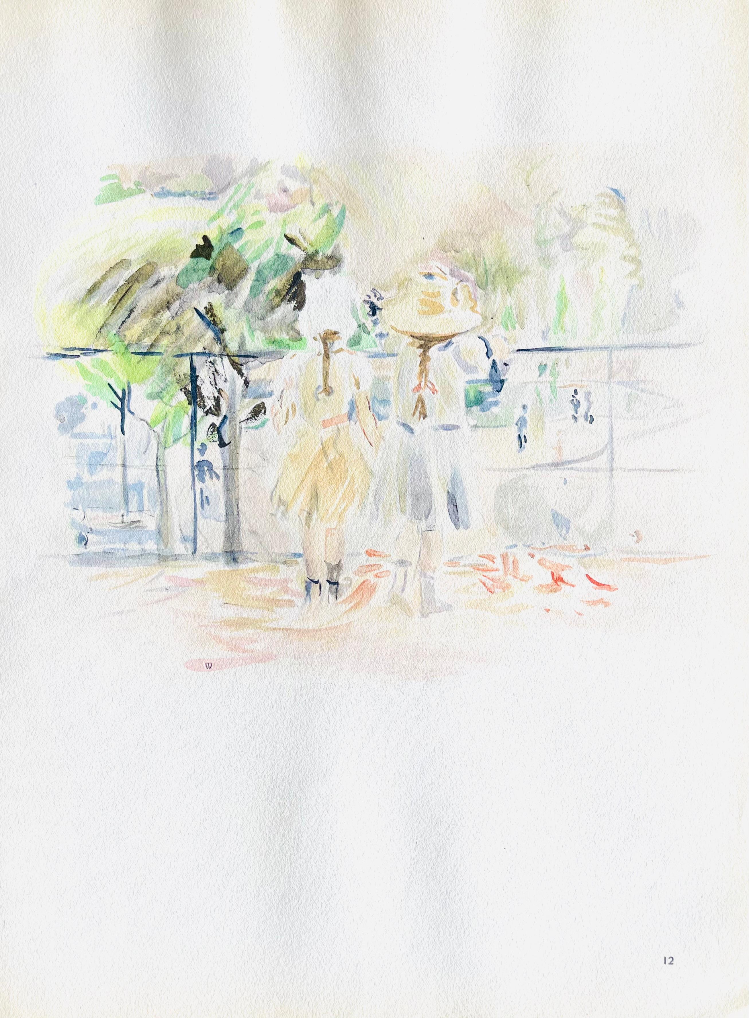 Morisot, Au Jardin des Tuileries, Berthe Morisot Seize Aquarelles (after) For Sale 3
