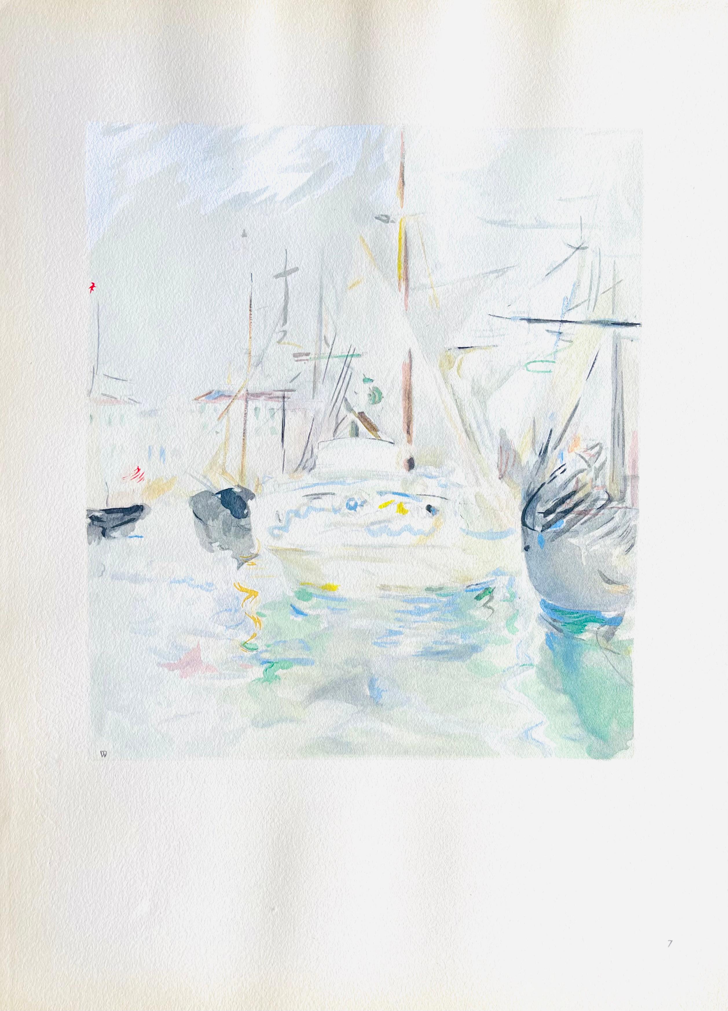 Morisot, Bateau blanc dans le port de Nice (after) For Sale 1