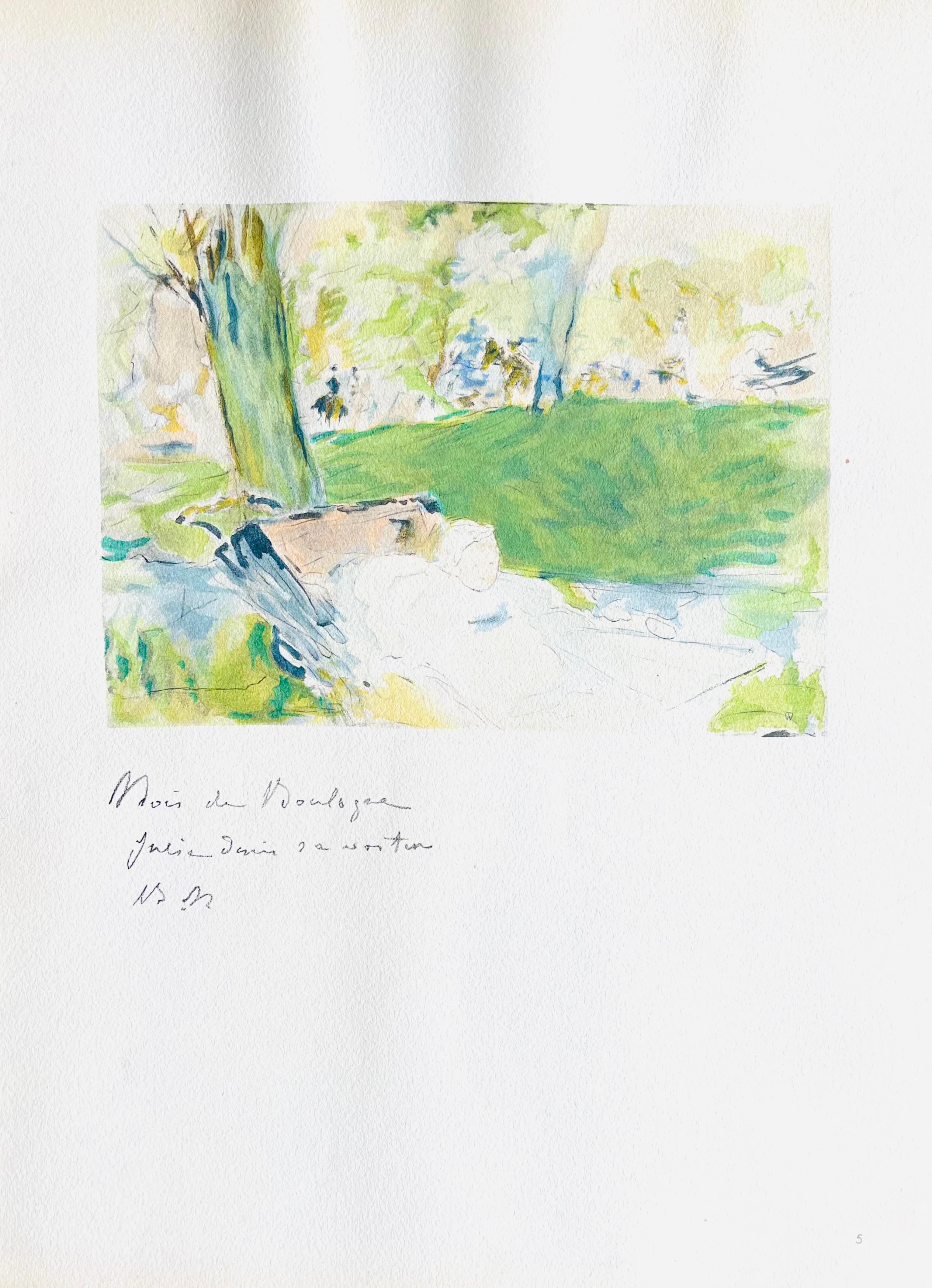 Morisot, Bibi dans sa voiture au bois, Berthe Morisot Seize Aquarelles (after) For Sale 4