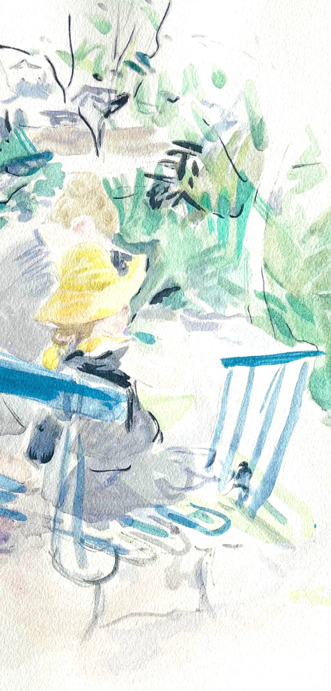 Morisot, Fillette et sa bonne sur un banc (after) - Print by Berthe Morisot