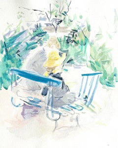 Vintage Morisot, Fillette et sa bonne sur un banc (after)