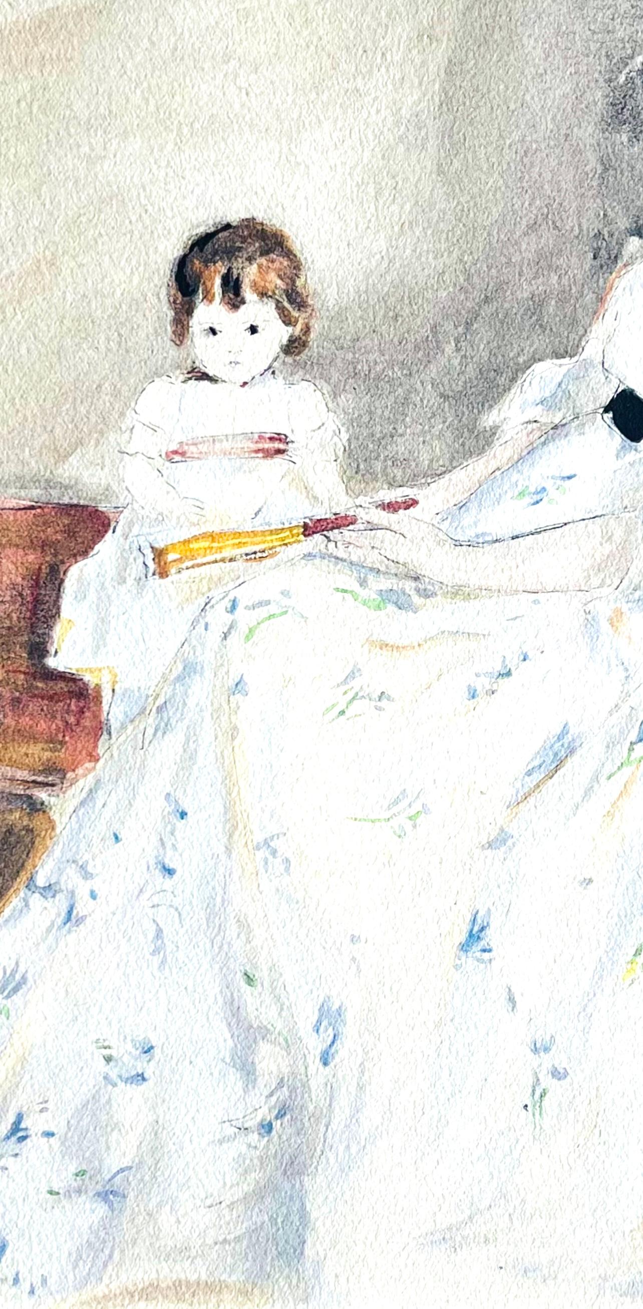 Morisot, Jeune Femme et Enfant sur un canapé (Mme Pontillon et sa fille) (after) For Sale 2