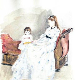 Morisot, Jeune Femme et Enfant sur un canapé (Mme Pontillon et sa fille) (d'après)