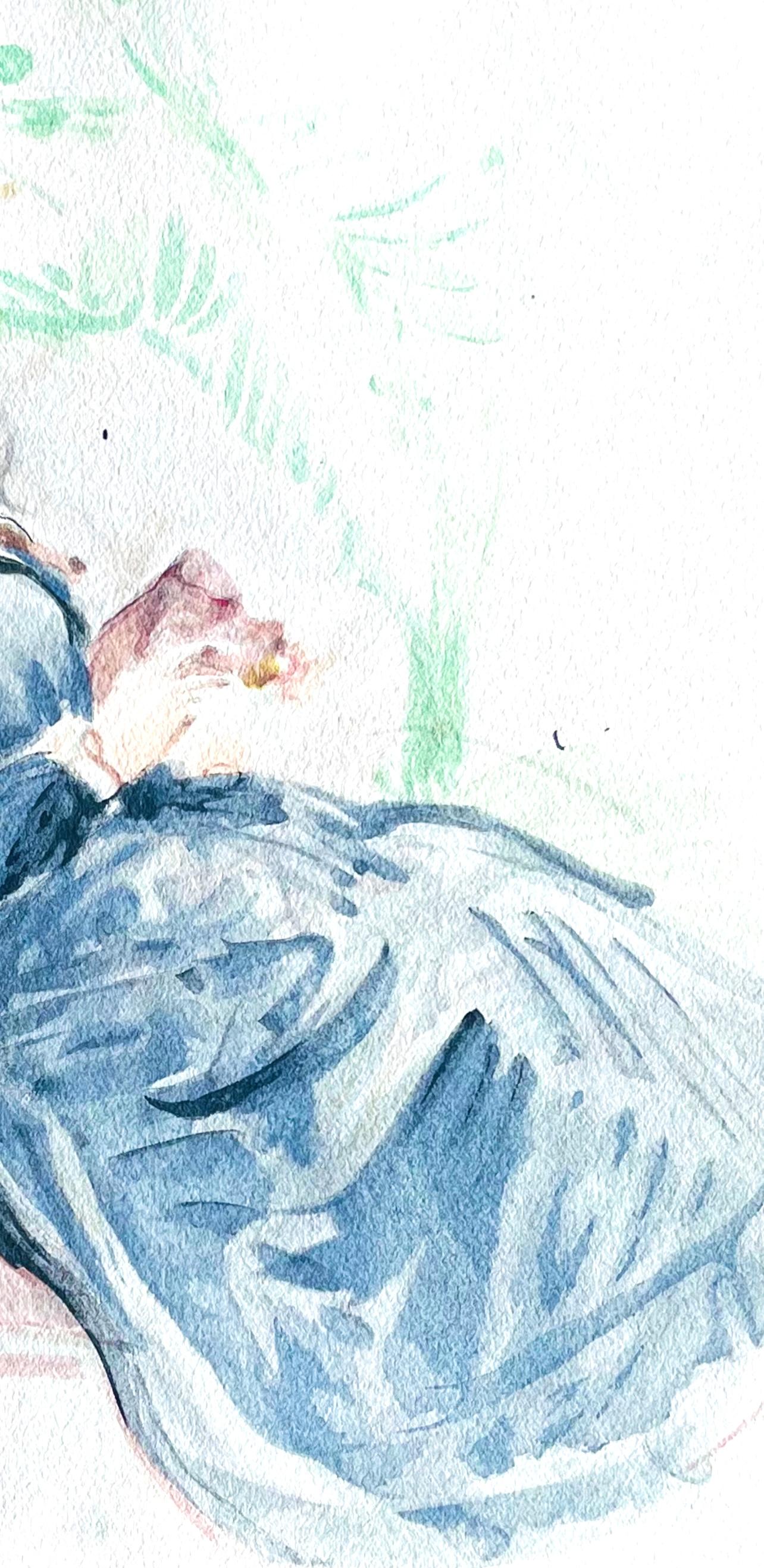 Morisot, Jeune Femme sur le sofa, Berthe Morisot Seize Aquarelles (after) For Sale 3