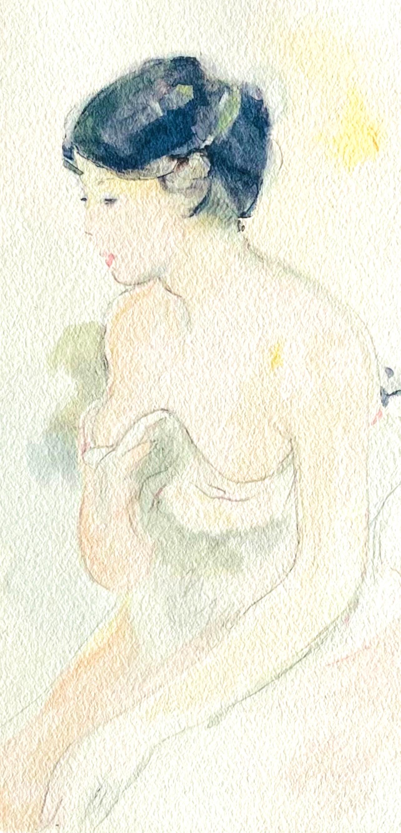 Morisot, La jeune femme décolletée, Berthe Morisot Seize Aquarelles (after) For Sale 1