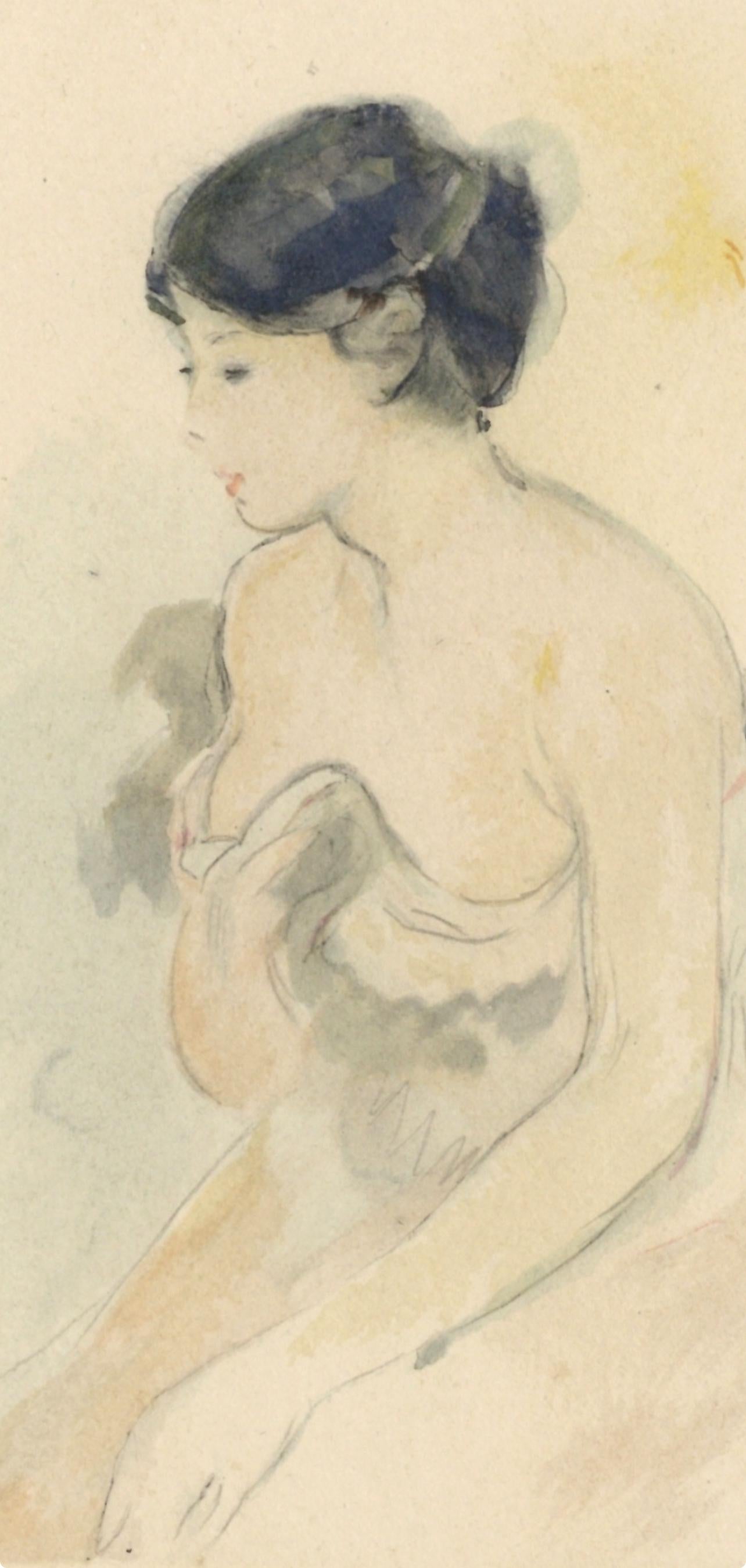Morisot, La jeune femme décolletée, Berthe Morisot Seize Aquarelles (d'après) 1