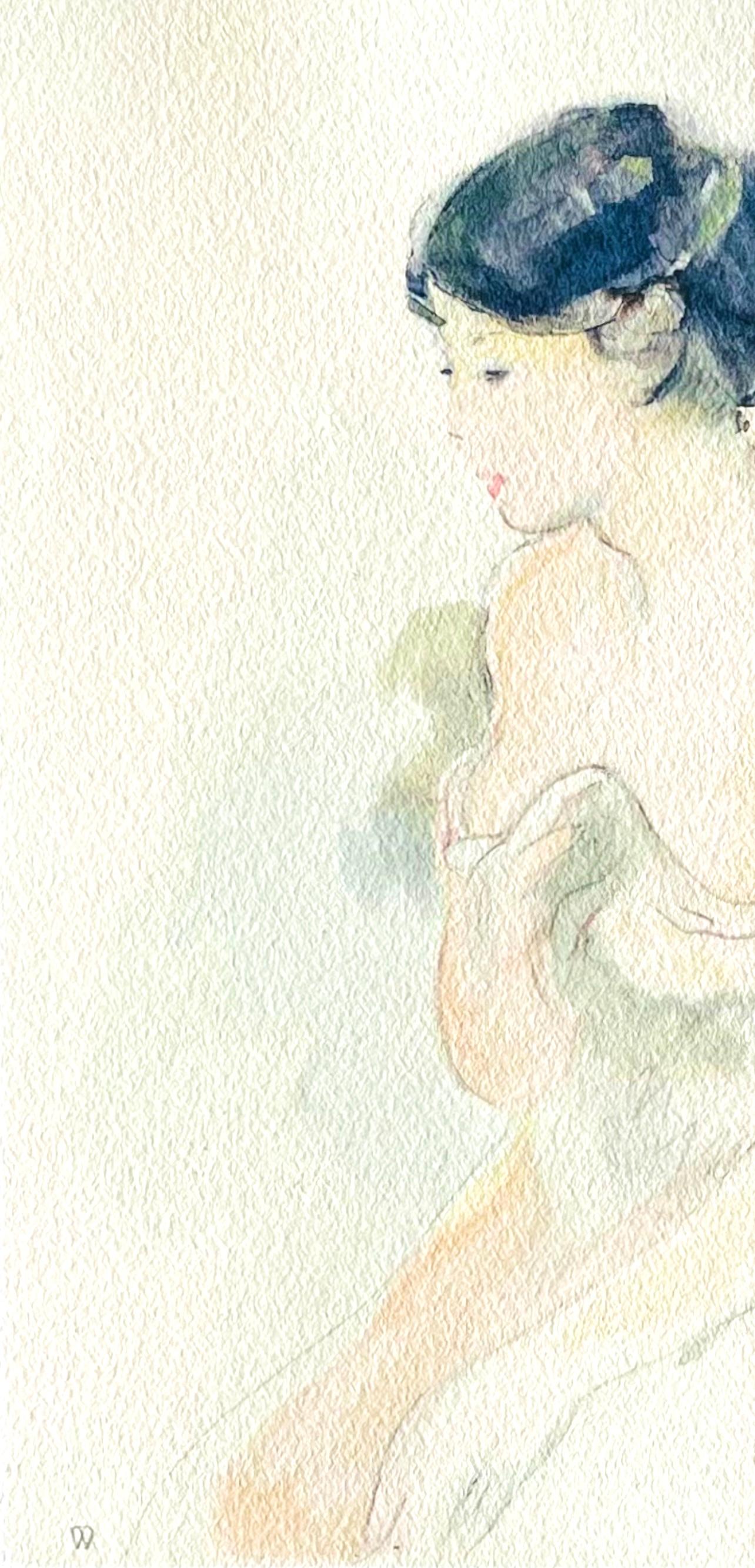 Morisot, La jeune femme décolletée, Berthe Morisot Seize Aquarelles (after) For Sale 2
