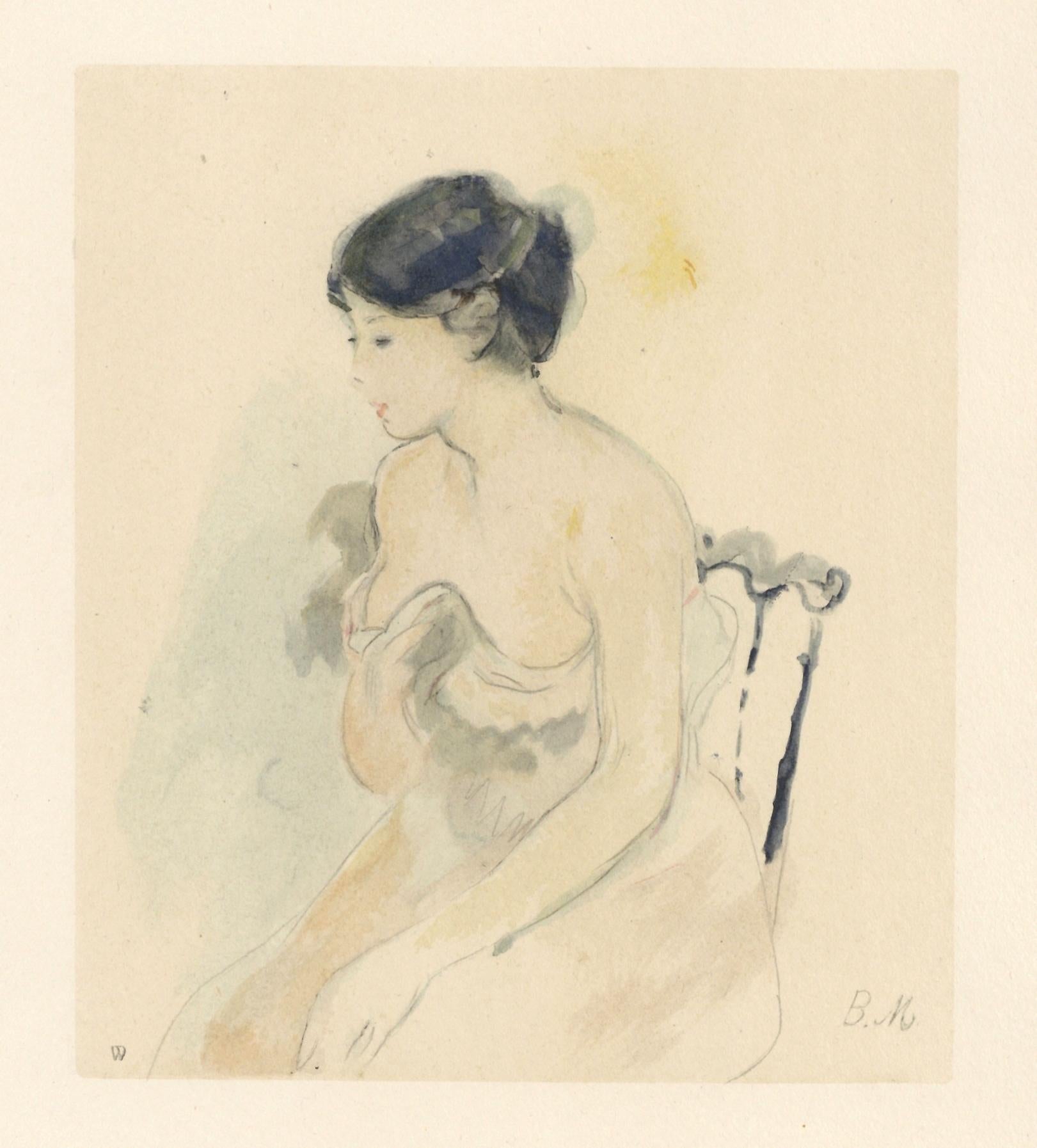 Morisot, La jeune femme décolletée, Berthe Morisot Seize Aquarelles (d'après) 3