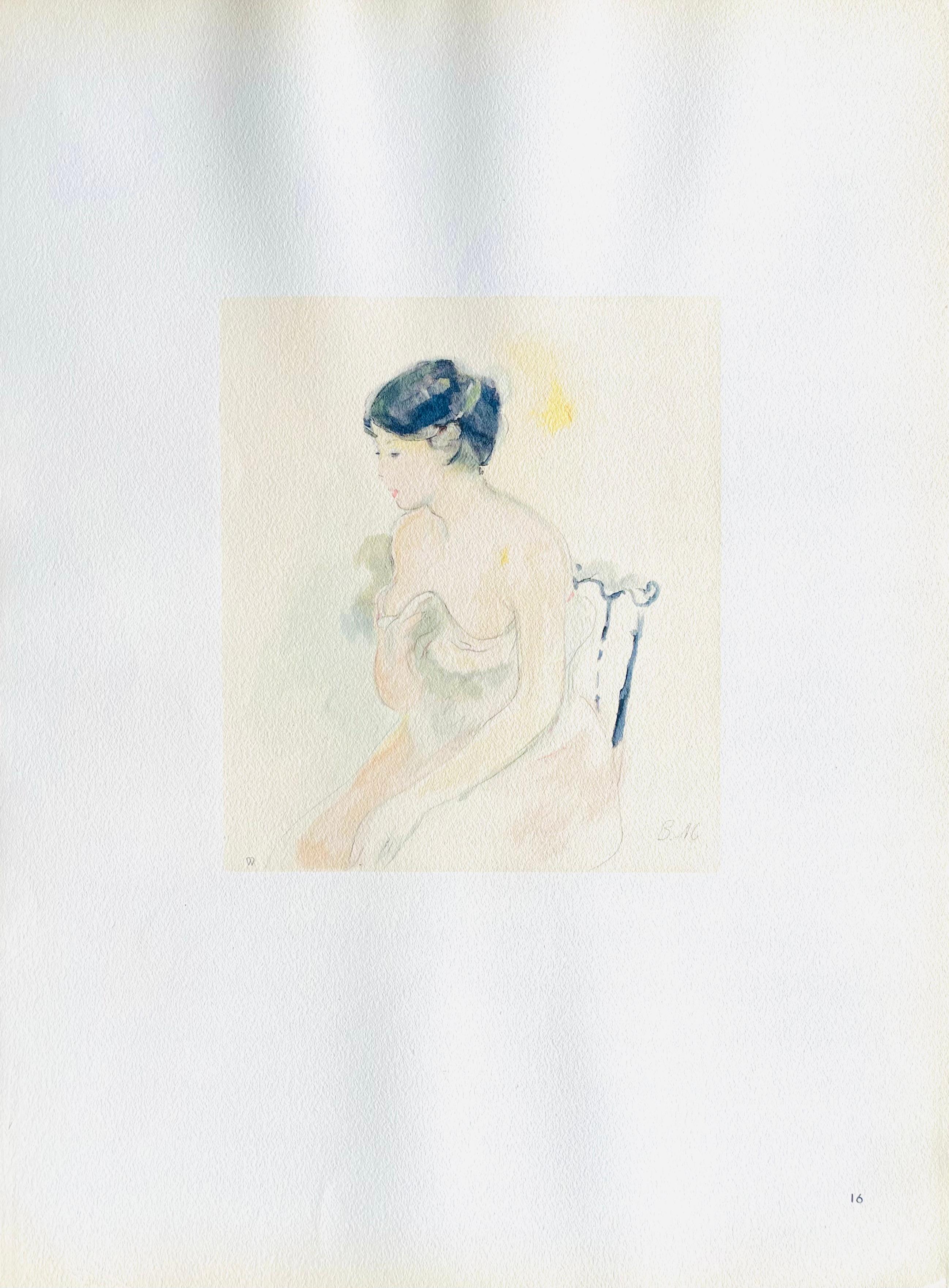 Morisot, La jeune femme décolletée, Berthe Morisot Seize Aquarelles (after) For Sale 4